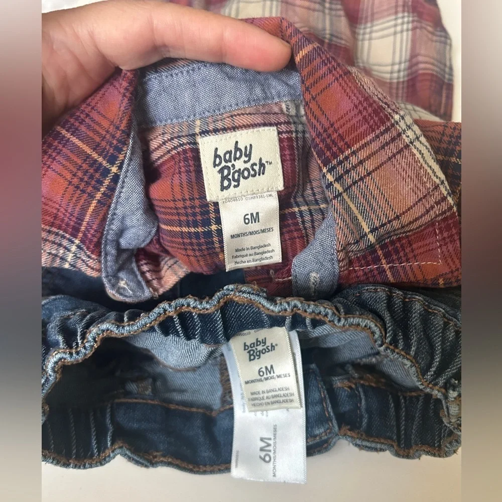 2pc OshKosh B'gosh Plaid One Piece Bodysuit Romper & Pants Outfit
